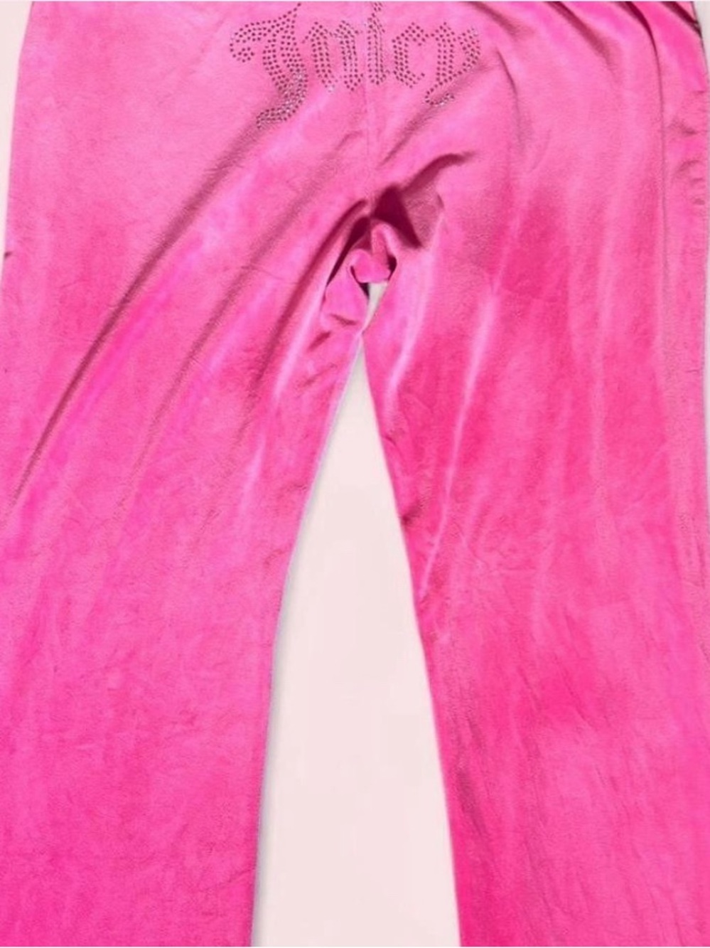 Juicy Couture Hot Pink Velour Track Pants with Crystal Logo - Picture 2 of 4